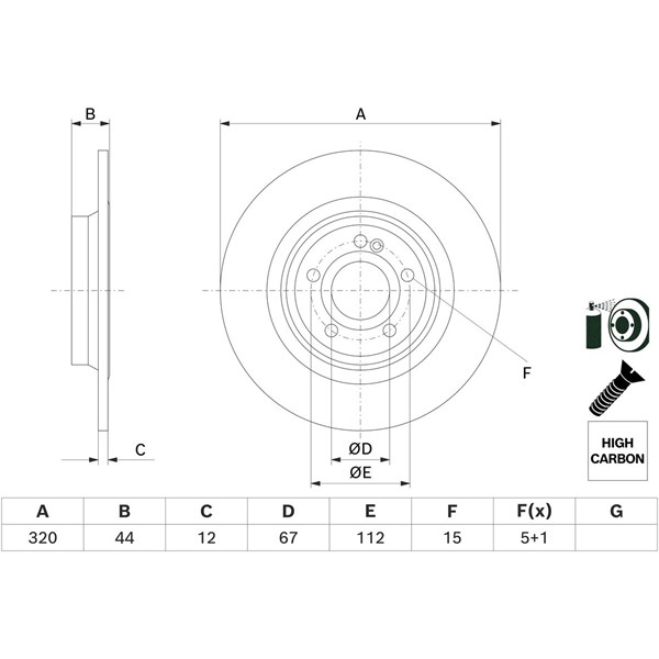 Bromsskiva Solid, Bakaxel Bosch 0 986 479 F13 BOSCH