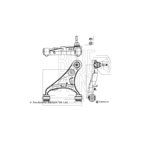 Länkarm, framaxel höger, Upptill Blue print ADBP860193 BLUE PRINT