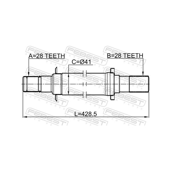 Drivaxel, framaxel höger Febest 2212-SLAT FEBEST Drivaxel, framaxel höger Febest 2212-SLAT FEBEST