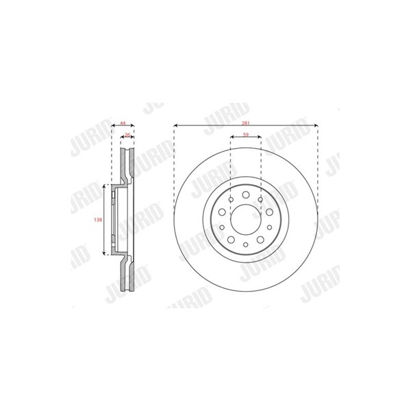 Bromsskiva Ventilerad, Framaxel Jurid 563719JC JURID