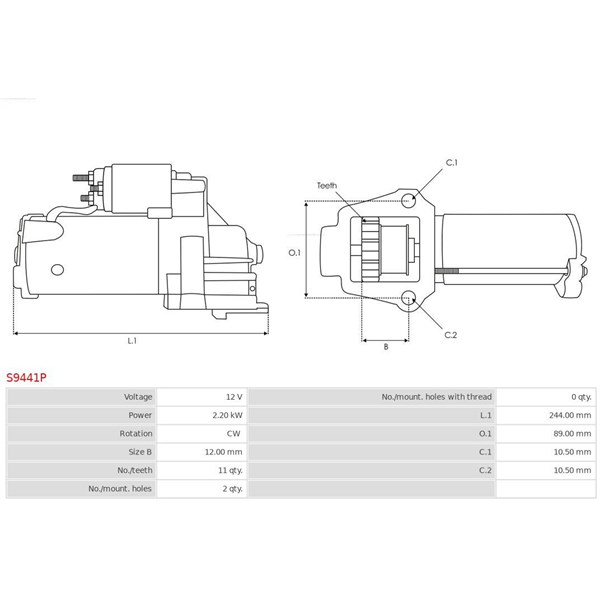 Startmotor 12V As-pl S9441P AS-PL