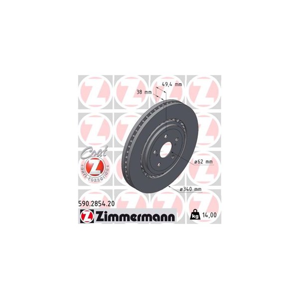 Bromsskiva Externt ventilerad, Framaxel Zimmermann 590.2854.20 ZIMMERMANN
