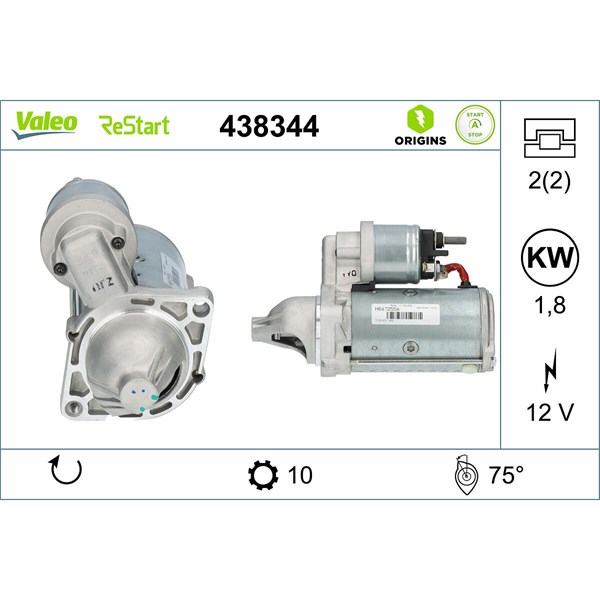 Startmotor 12V Valeo 438344 VALEO