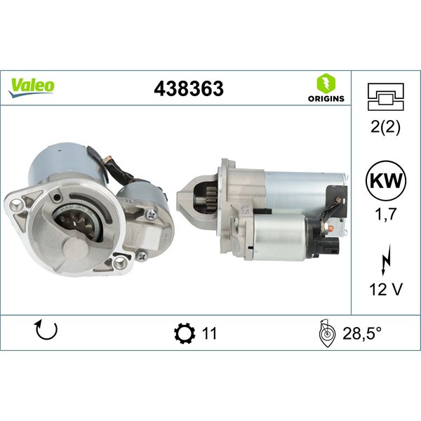 Startmotor 12V Valeo 438363 VALEO