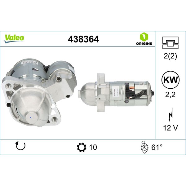 Startmotor 12V Valeo 438364 VALEO