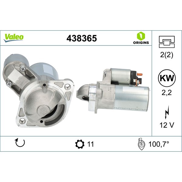 Startmotor 12V Valeo 438365 VALEO