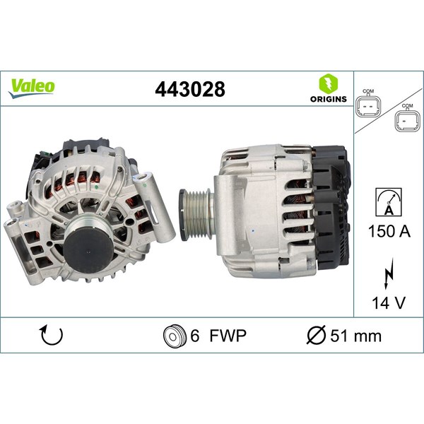 Generator 14V 150A Valeo 443028 VALEO