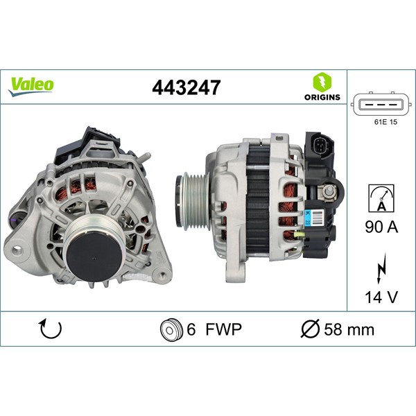 Generator 14V 90A Valeo 443247 VALEO