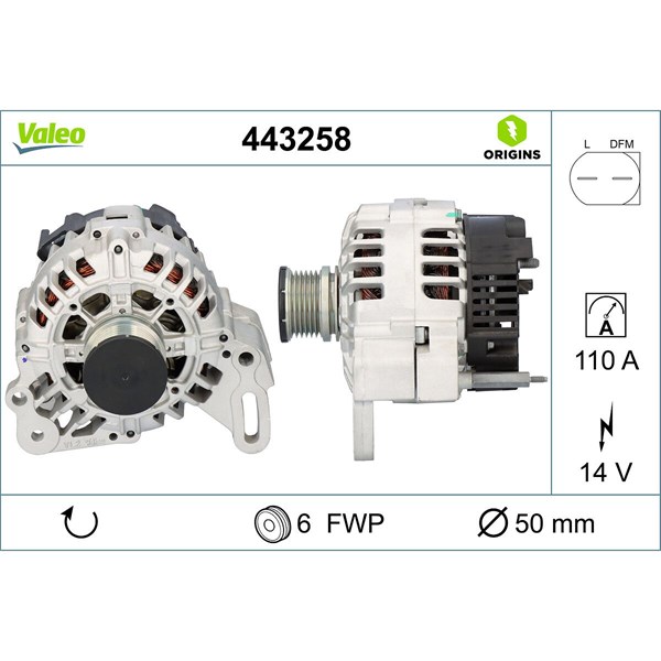 Generator 14V 110A Valeo 443258 VALEO