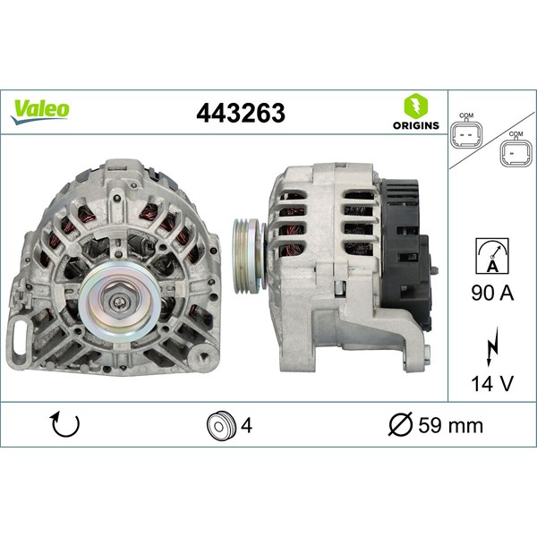 Generator 14V 90A Valeo 443263 VALEO