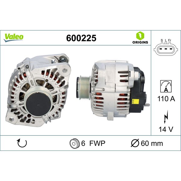 Generator 14V 110A Valeo 600225 VALEO