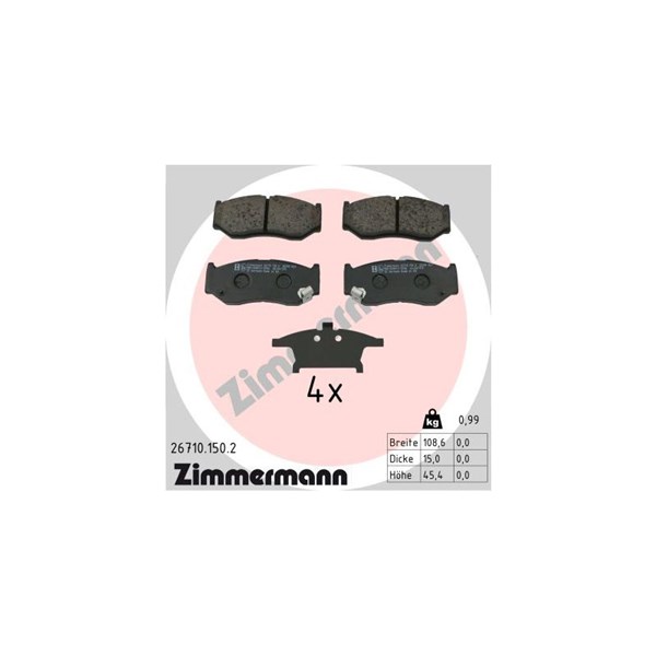 Bromsbeläggsats, Framaxel Zimmermann 26710.150.2 ZIMMERMANN