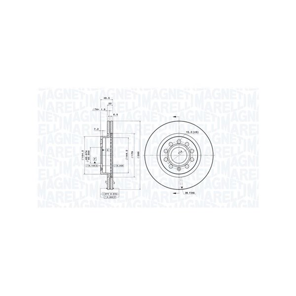 Bromsskiva Ventilerad, Framaxel Magneti marelli 360406002001 MAGNETI MARELLI