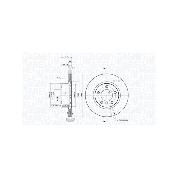 Bromsskiva Ventilerad, Framaxel Magneti marelli 360406004701 MAGNETI MARELLI