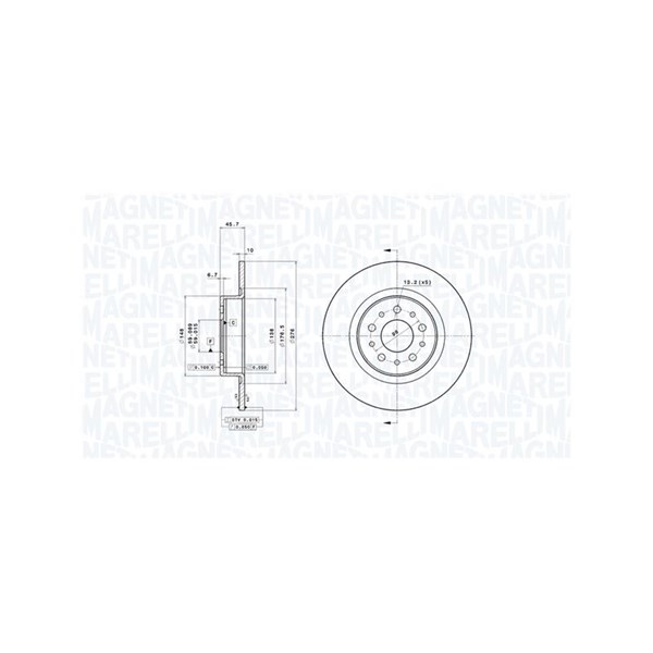 Bromsskiva Solid, Bakaxel Magneti marelli 360406011001 MAGNETI MARELLI
