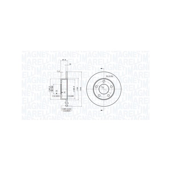 Bromsskiva Solid, Bakaxel Magneti marelli 360406012801 MAGNETI MARELLI