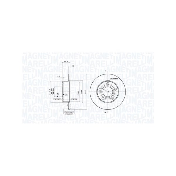 Bromsskiva Solid, Bakaxel Magneti marelli 360406012901 MAGNETI MARELLI