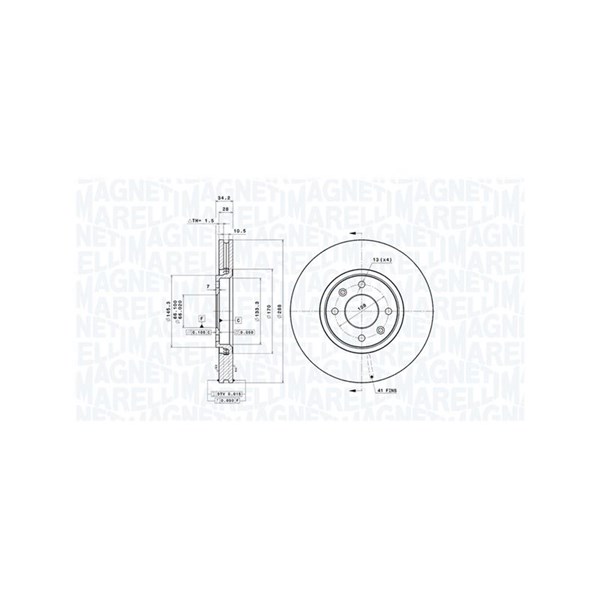 Bromsskiva Ventilerad, Framaxel Magneti marelli 360406018601 MAGNETI MARELLI