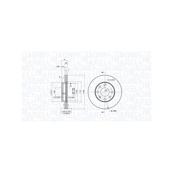 Bromsskiva Ventilerad, Framaxel Magneti marelli 360406037301 MAGNETI MARELLI