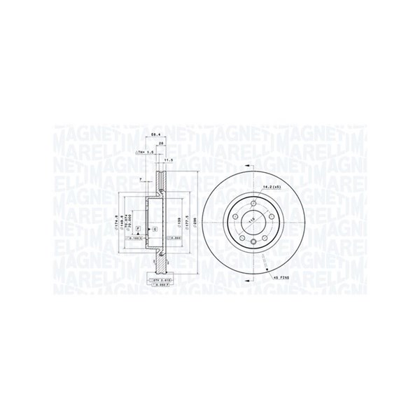Bromsskiva Ventilerad, Framaxel Magneti marelli 360406037701 MAGNETI MARELLI