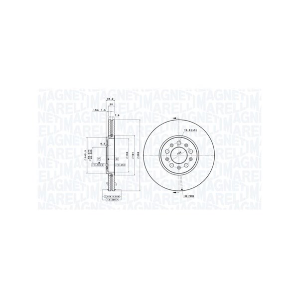 Bromsskiva Ventilerad, Framaxel Magneti marelli 360406049301 MAGNETI MARELLI