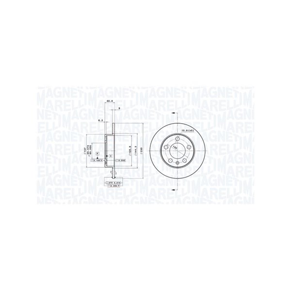 Bromsskiva Solid, Bakaxel Magneti marelli 360406049701 MAGNETI MARELLI
