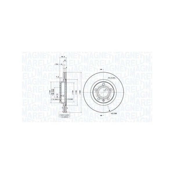 Bromsskiva Ventilerad, Framaxel Magneti marelli 360406049901 MAGNETI MARELLI