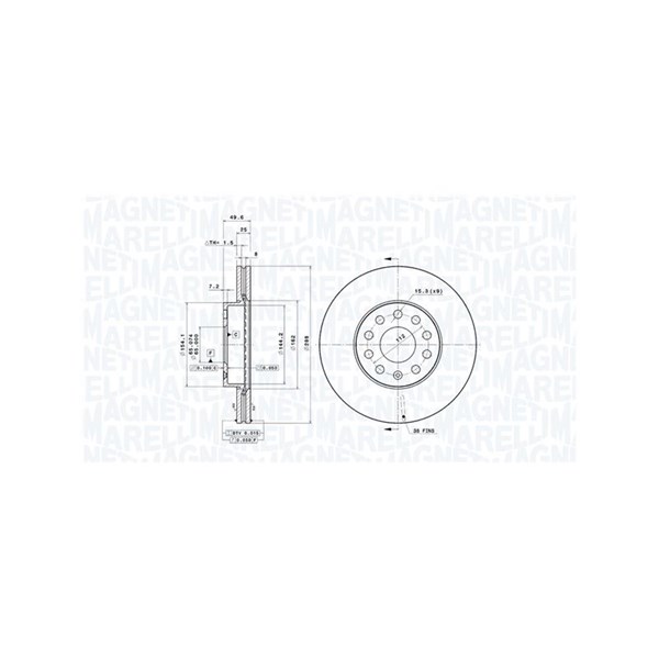 Bromsskiva Ventilerad, Framaxel Magneti marelli 360406050501 MAGNETI MARELLI