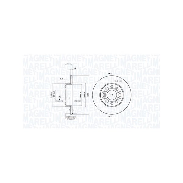 Bromsskiva Solid, Bakaxel Magneti marelli 360406050801 MAGNETI MARELLI