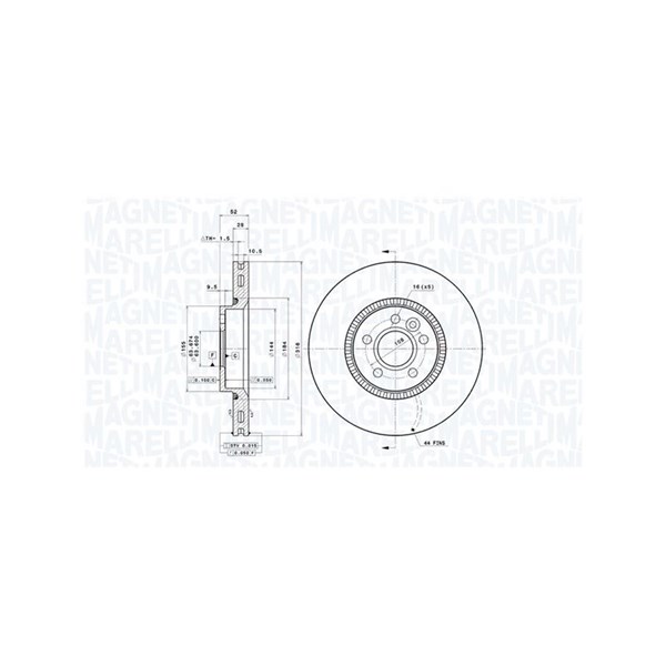 Bromsskiva Ventilerad, Framaxel Magneti marelli 360406077300 MAGNETI MARELLI