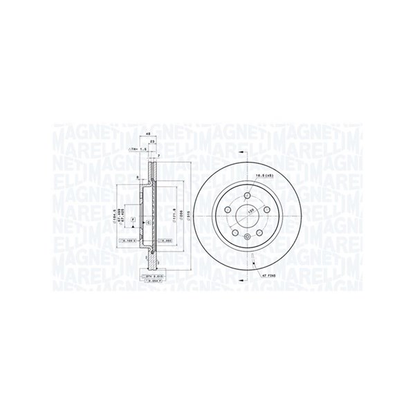 Bromsskiva Ventilerad, Bakaxel Magneti marelli 360406080901 MAGNETI MARELLI
