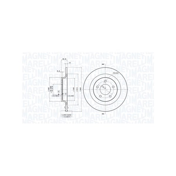 Bromsskiva Solid, Bakaxel Magneti marelli 360406091801 MAGNETI MARELLI