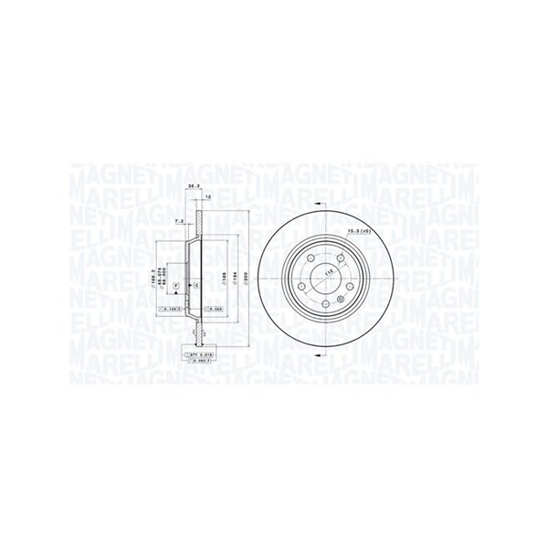 Bromsskiva Solid, Bakaxel Magneti marelli 360406095001 MAGNETI MARELLI