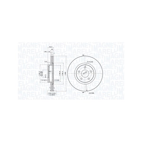 Bromsskiva Ventilerad, Framaxel Magneti marelli 360406026401 MAGNETI MARELLI