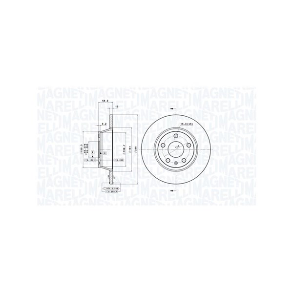 Bromsskiva Solid, Bakaxel Magneti marelli 360406065300 MAGNETI MARELLI