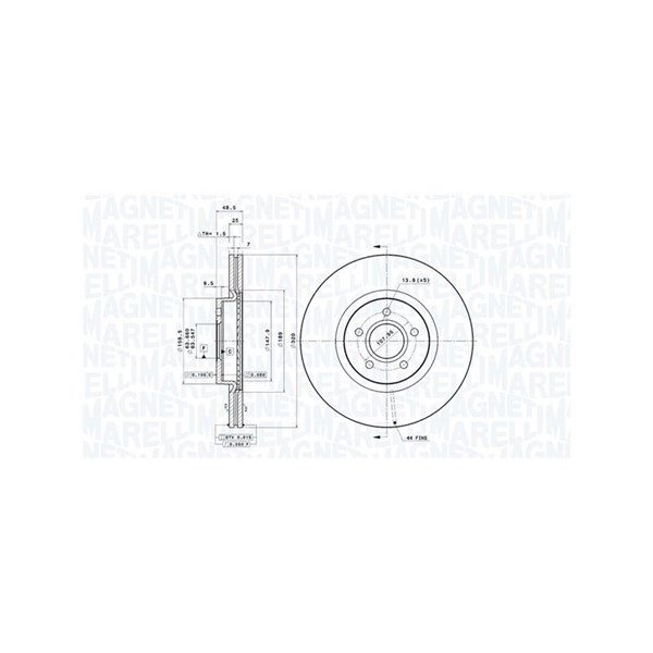 Bromsskiva Ventilerad, Framaxel Magneti marelli 360406077900 MAGNETI MARELLI