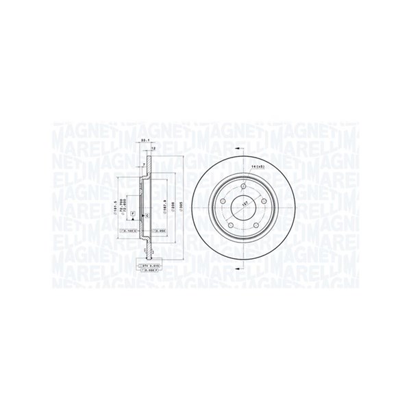 Bromsskiva Solid, Bakaxel Magneti marelli 360406115001 MAGNETI MARELLI