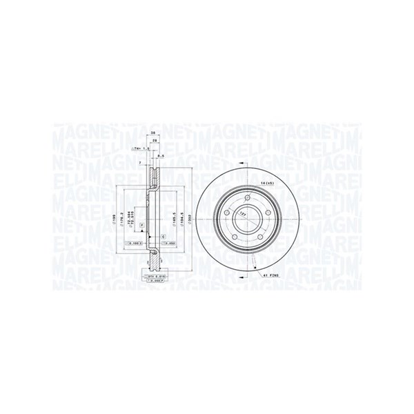 Bromsskiva Ventilerad, Framaxel Magneti marelli 360406119601 MAGNETI MARELLI