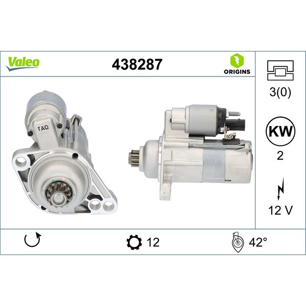 Startmotor 12V Valeo 438287 VALEO Startmotor 12V Valeo 438287 VALEO