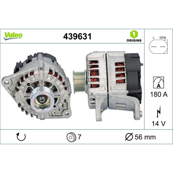 Generator 14V 180A Valeo 439631 VALEO