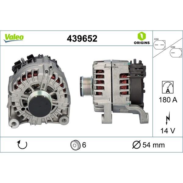 Generator 14V 180A Valeo 439652 VALEO