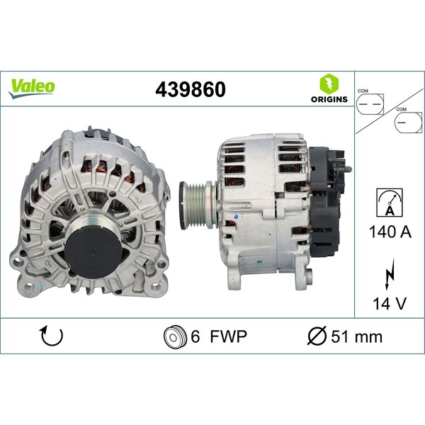 Generator 14V 140A Valeo 439860 VALEO