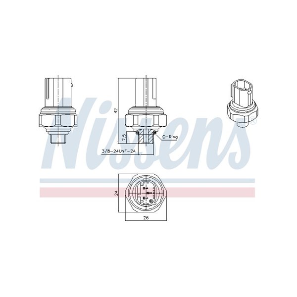 Tryckswitch, klimatanläggning, Fram, Bak Nissens 301070 NISSENS