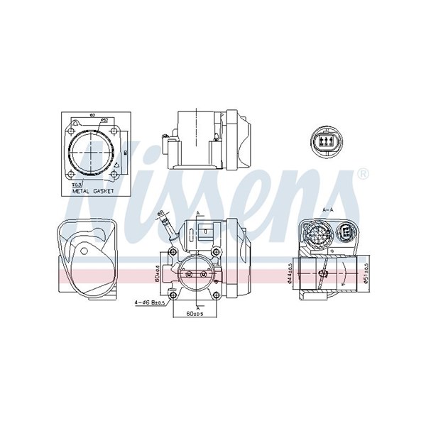 Gasspjäll/Spjällhus 12V Nissens 955057 NISSENS