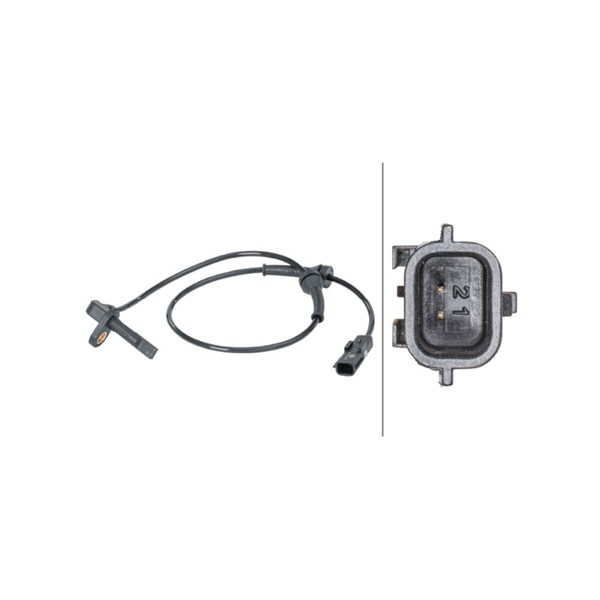 ABS-givare, Sensor, hjulvarvtal, Bakaxel Hella 6PU 012 679-911 HELLA