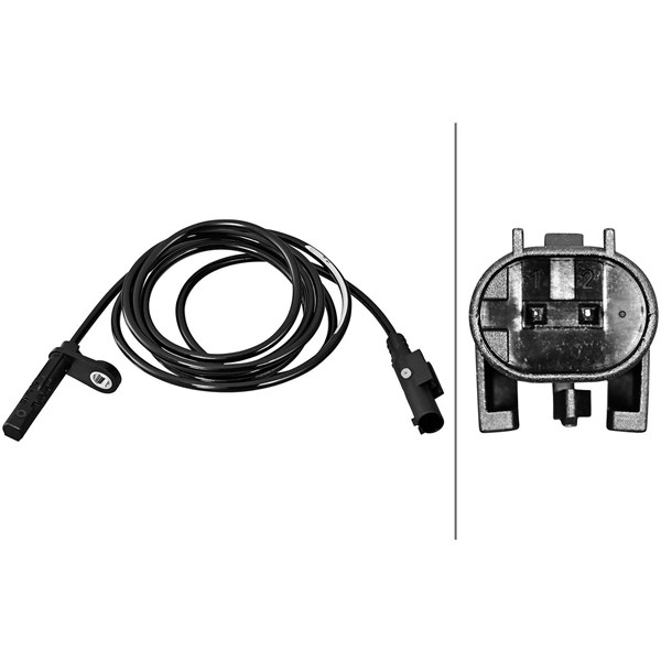 ABS-givare, Sensor, hjulvarvtal, Bakaxel vänster Hella 6PU 358 21 HELLA