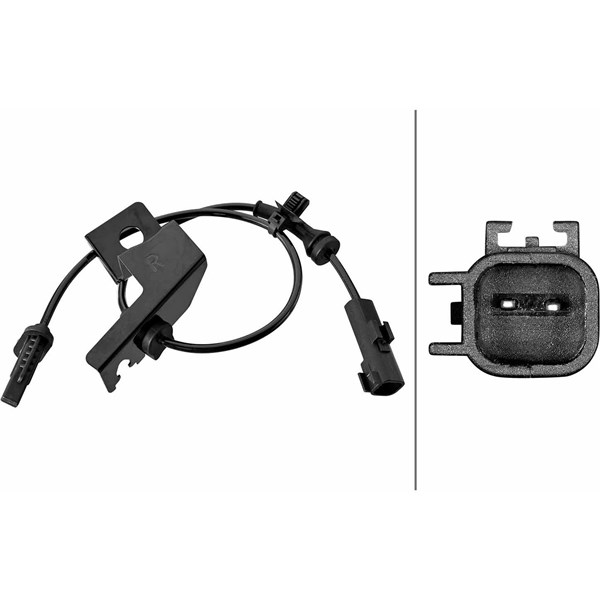 ABS-givare, Sensor, hjulvarvtal, framaxel höger Hella 6PU 358 218 HELLA
