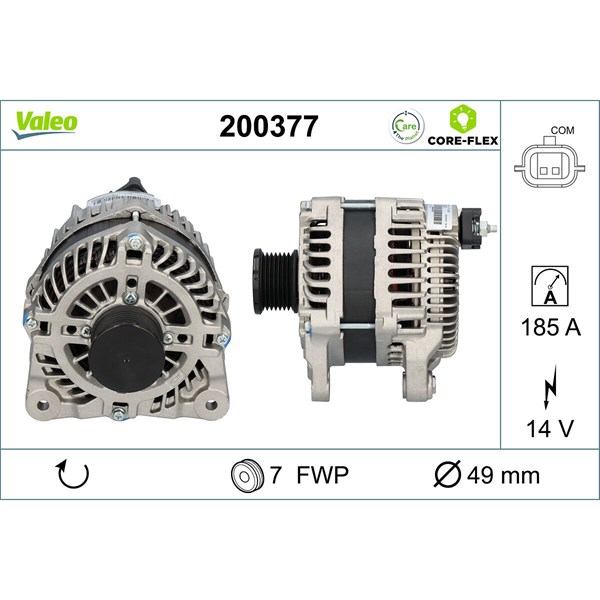 Generator 14V 185A Valeo 200377 VALEO