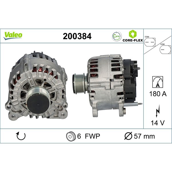 Generator 14V 180A Valeo 200384 VALEO