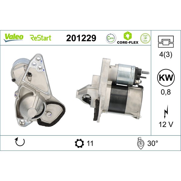 Startmotor 12V Valeo 201229 VALEO